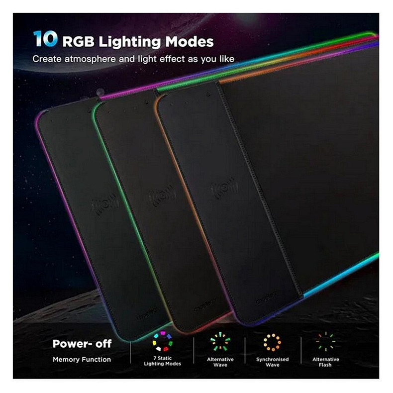 Коврик для мыши с беспроводным зарядным устройством Choetech (T543-F) RGB Illuminated 15W Wireless C