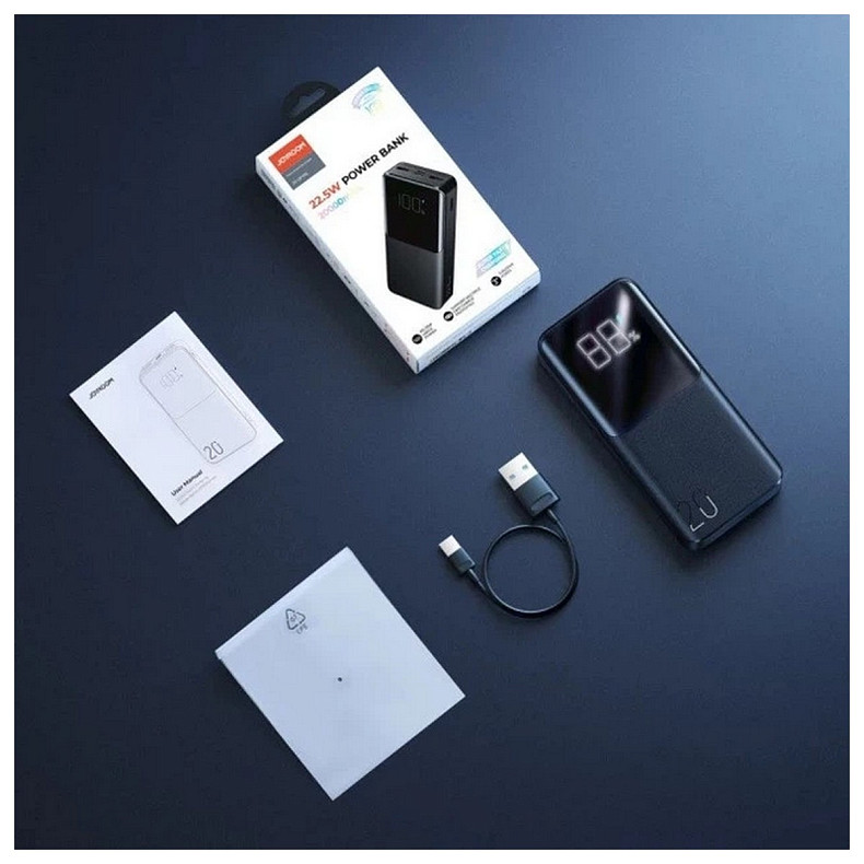 УМБ Joyroom 20000mAh 22,5W PD,QC3.0, 2xUSB-A, Micro USB, USB-C In/Out Black