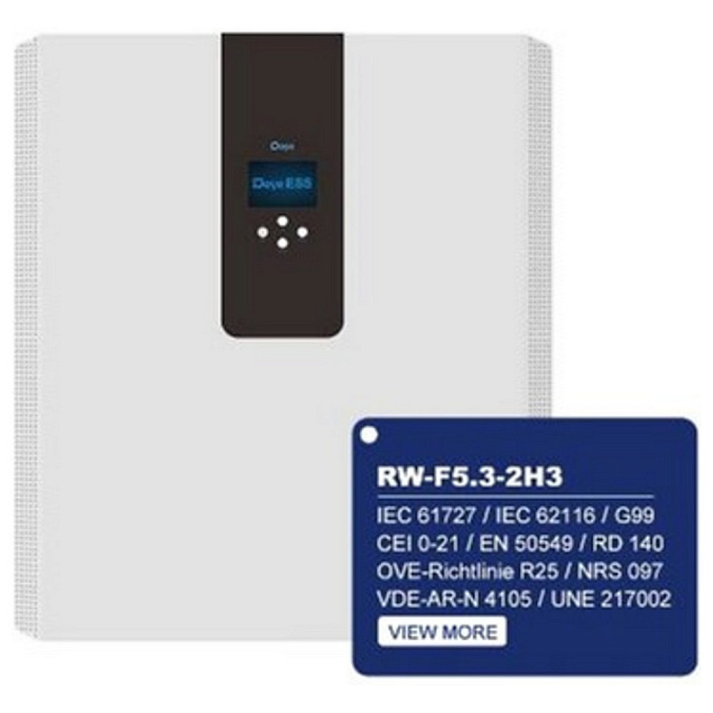 Інвертор гібридний All-in-one 3.6kW ESS Deye RW-F5.3-2H3 із вбудованою батареєю 5kWh (RW-F5.3-2H3)