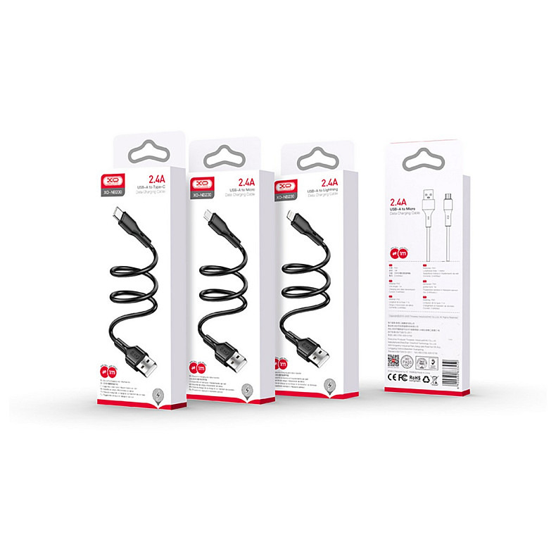 Кабель XO NB230 USB - Lightning (M/M), 2.4A, 1м, Black (NB230-AI.black)