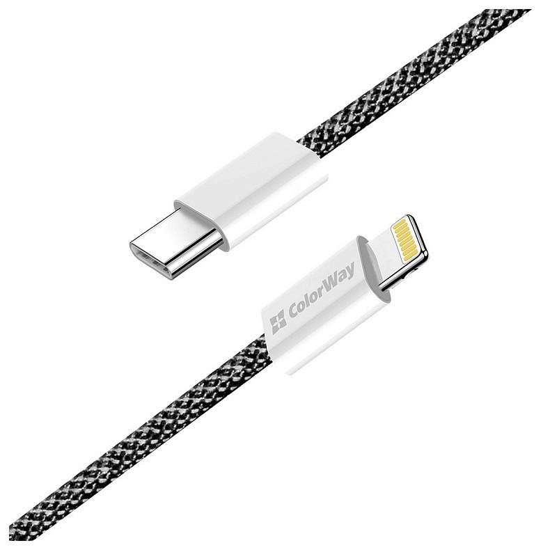 Кабель ColorWay Lightning + Type-C USB (M/M), 3.0 А, 1 м, Black (CW-CBPDCL061-BK)