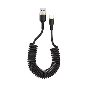 Кабель ColorWay USB-USB Type-C, spiral, 2.4А, 1м, Black (CW-CBUC051-BK)