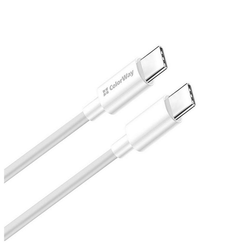 Кабель ColorWay USB-C-USB-C (PD Fast Charging 65W), 3.0А, 2м, White (CW-CBPDCC056-WT)