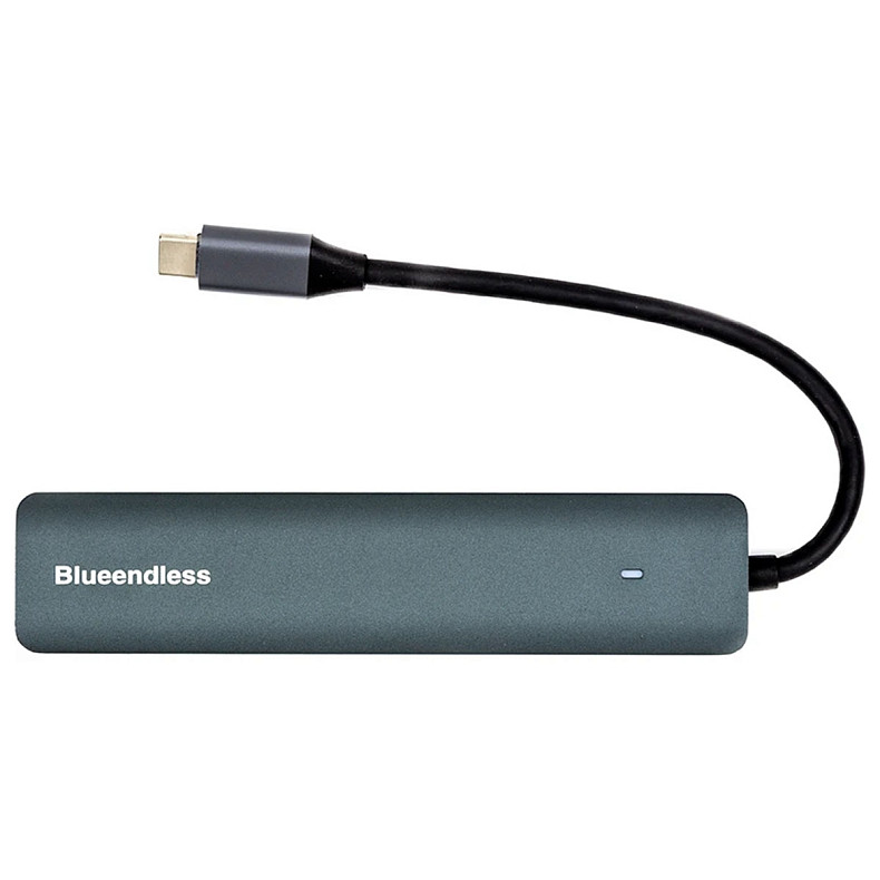 USB-хаб PowerPlant Blueendless USB Type-C to HDMI 3xUSB Type-A SD TF USB Type-C PD100W (CA913848)