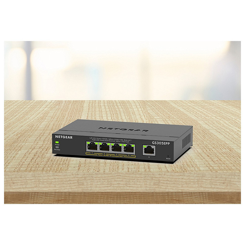 Коммутатор NETGEAR GS305EPP 4xGE PoE+ (120Вт), 1xGE, управляемый