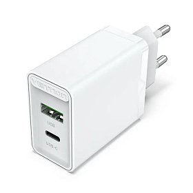 Зарядний пристрій Vention USB Type C + QC4.0 (18-20W) White (FBBW0-EU)