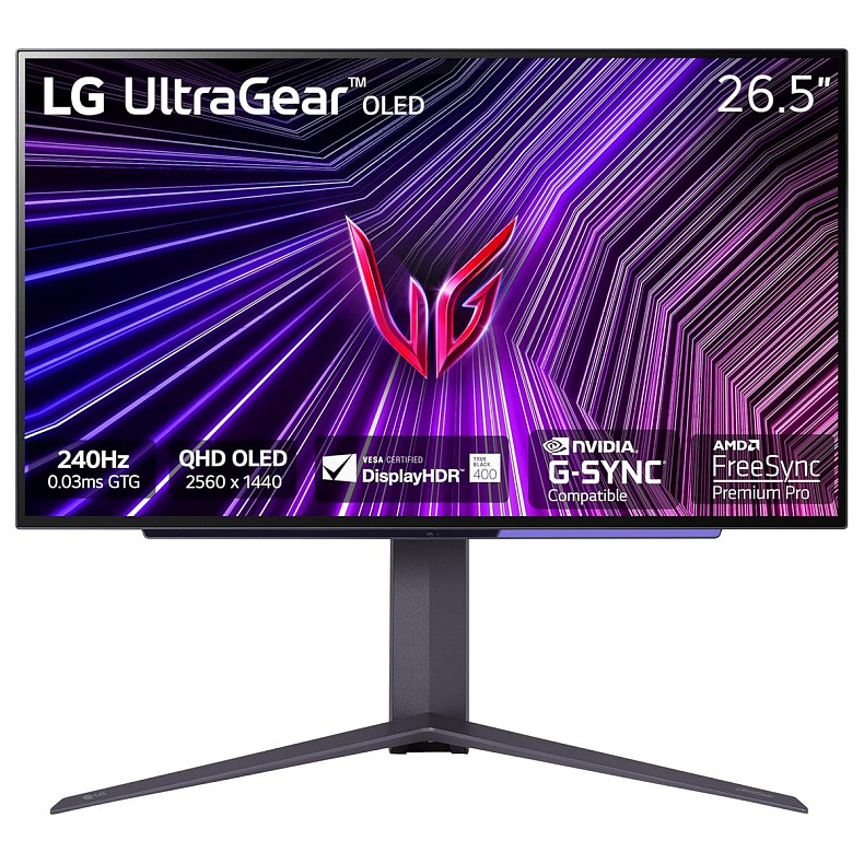 Монітор LG 27" 27GS95QE-B 2xHDMI, DP, USB, Audio, OLED, 2560x1440, 240Hz, 0.03ms, DCI-P3 98.5%, G-SY