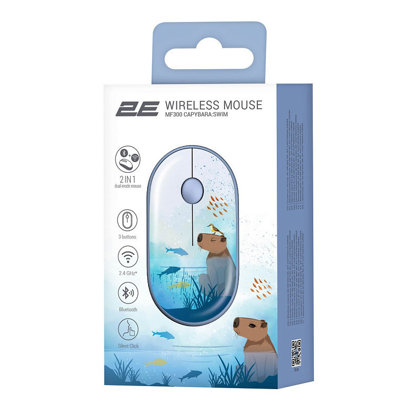 Миша 2E MF300 CAPYBARA:SWIM Silent WL BT, синій