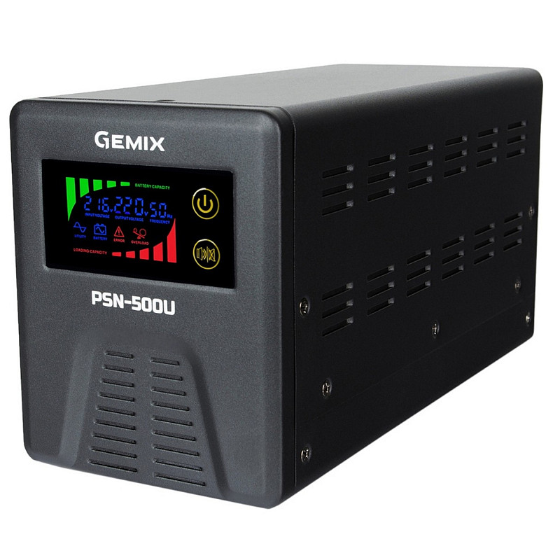 ИБП Gemix PSN-500U, 500VA/350W 12V/220V, 5/7/9A, 2*Schuko, без АКБ