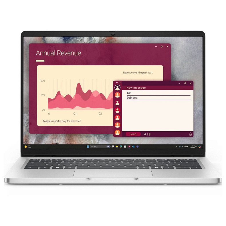 Ноутбук Dell Pro 14 14" FHD+ IPS AG, Intel U7-255U, 32GB, F512GB, UMA, Lin, сріблястий
