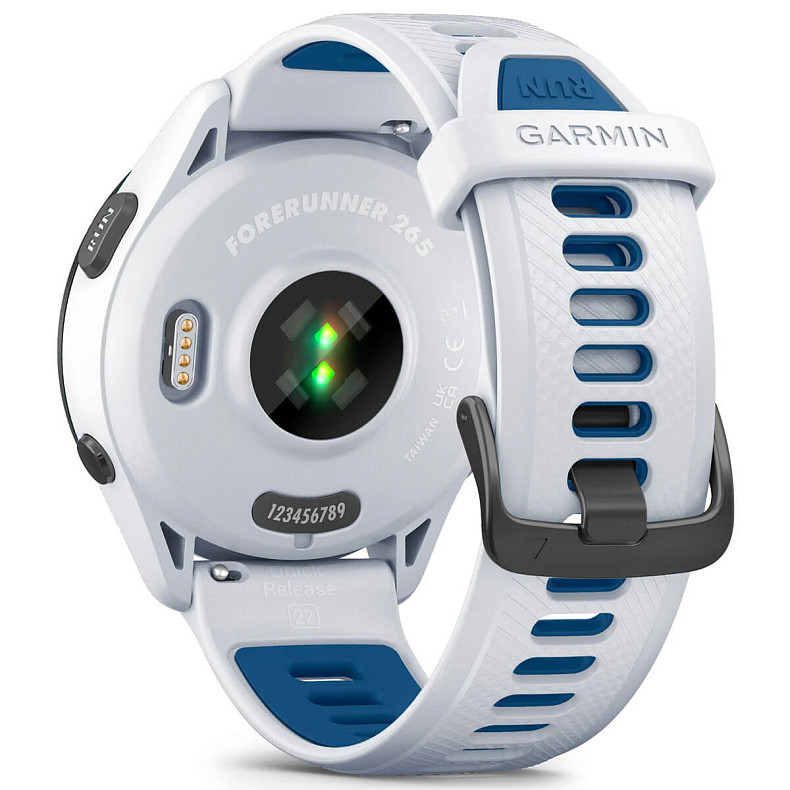 Спортивний годинник GARMIN Forerunner 265 Black Bezel with Whitestone Case and Whitestone/Tidal Blue Silicone Band