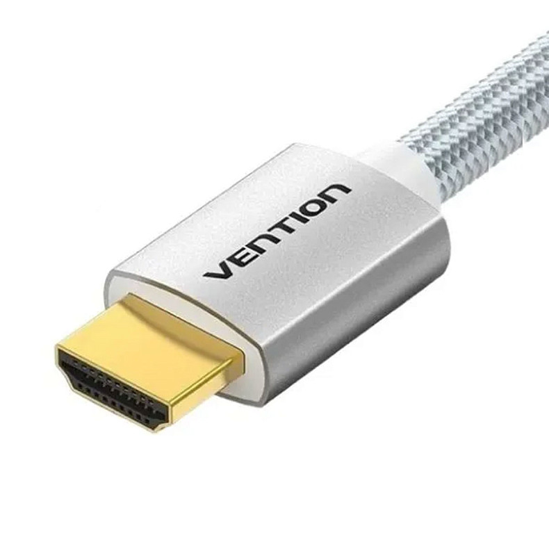 Кабель HDMI M-M, 2.0 м, V2.1, 8K 60Гц оплетка, Silver Metal Type Vention