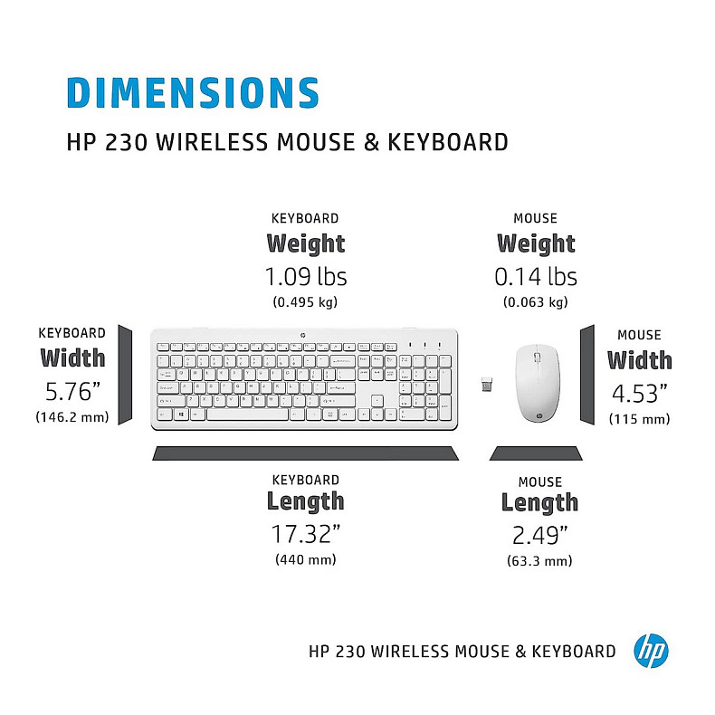 Комплект клавиатура + мышь НР 230 WL UKR white