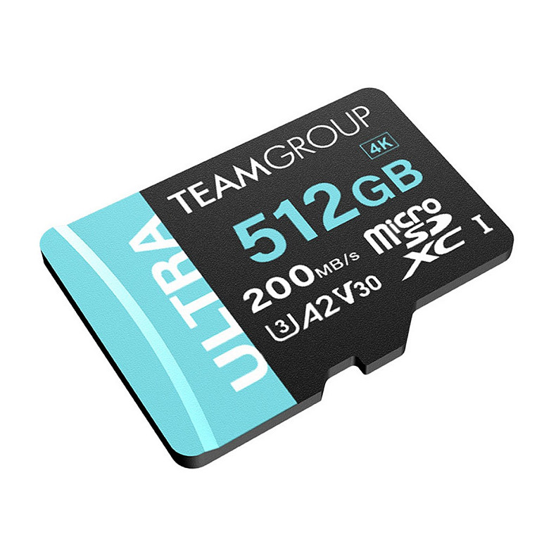 Карта памяти MicroSDXC 512GB UHS-I/U3 Class 10 Team Ultra R200/W170MB/s + SD-адаптер (TULMSDX512GIA2