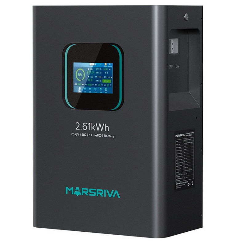 Аккумуляторная батарея Marsriva LiFePO4 battery, 25.6V/102Ah, 2.61KWH, wall mounted
