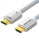 Кабель HDMI M-M, 2.0 м, V2.1, 8K 60Гц оплетка, Silver Metal Type Vention