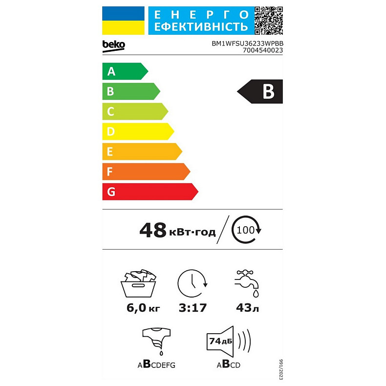 Пральна машина Beko BM1WFSU36233WPBB