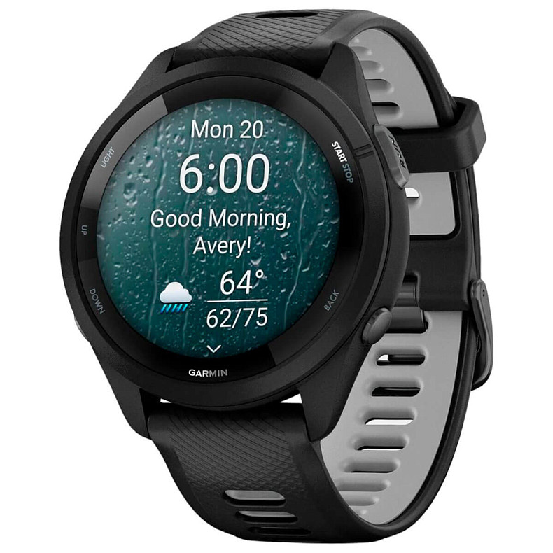 Спортивные часы GARMIN Forerunner 265 Black Bezel and Case with Black/Powder Gray Silicone Band