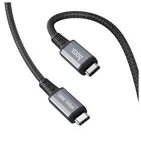 Кабель Hoco US01 USB Type-C - USB Type-C (10Gbps), 100W, 1.2 м, Black (US0112B)