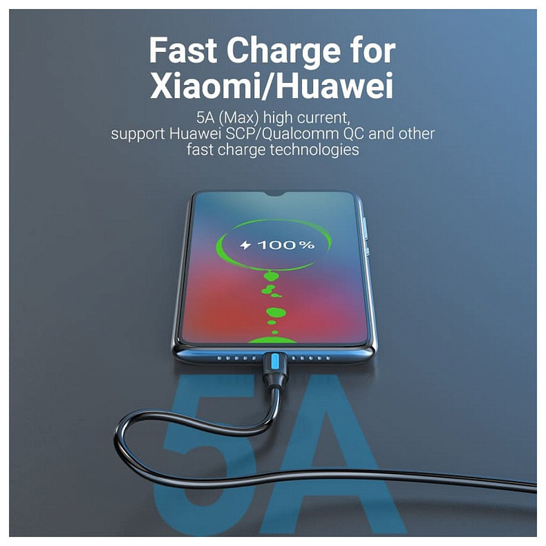 Кабель USB 2.0 AM-Type-C M, 0.5 м, 5.0A, (25W) PVC чорний Vention