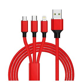 Кабель XoKo SC-330 USB-Lightning/microUSB/USB Type-C, 1.2м Red (SC-330-RD)