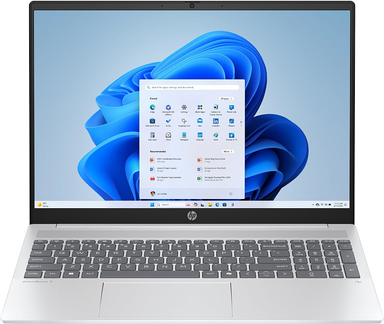 Ноутбук HP OmniBook 5 16-af1024ua 16" 2K IPS, 300n/U7-255U (5.2)/16Gb/SSD512Gb/Intel Gr/Підсв/DOS/Сріблястий