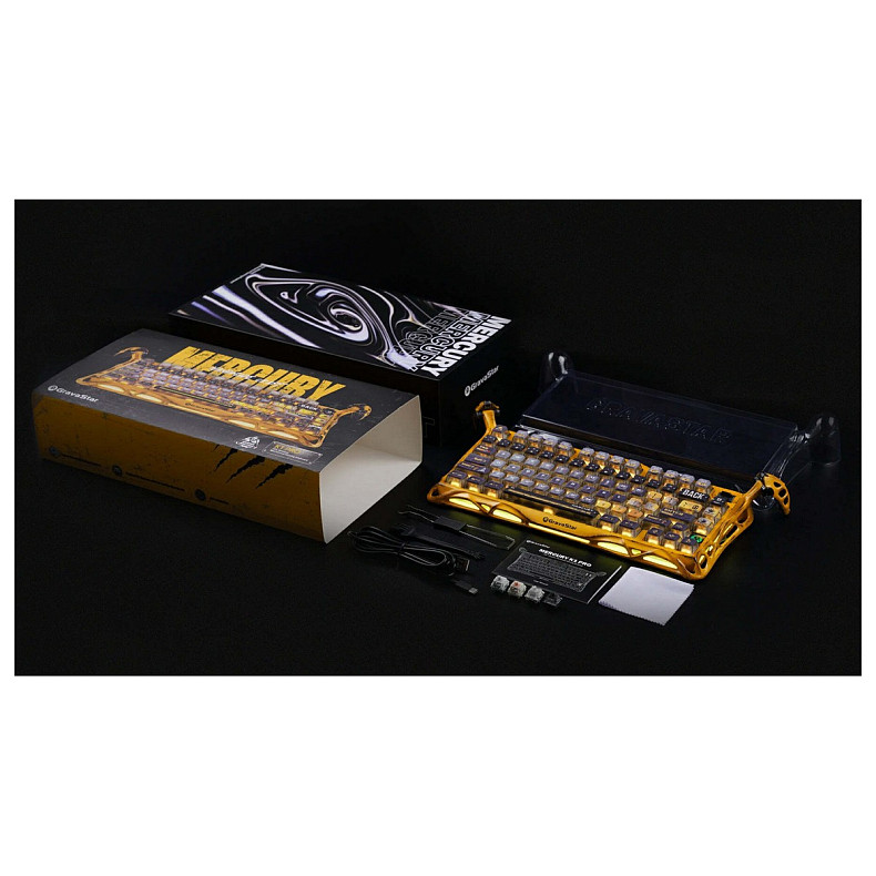 Клавиатура механическая GravaStar Mercury K1 Pro 80keys, GravaStar x Kailh Speedy Mint, BT/WL/USB, желтый