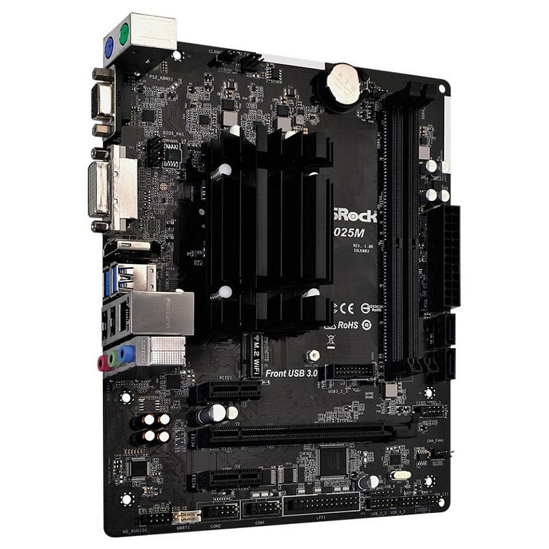 ASRock J4025M (Intel Dual-Core 2.9GHz, 2xDDR4, D-Sub, HDMI, DVI-D, 1+2 PCIe, 2xSATAIII, mATX)