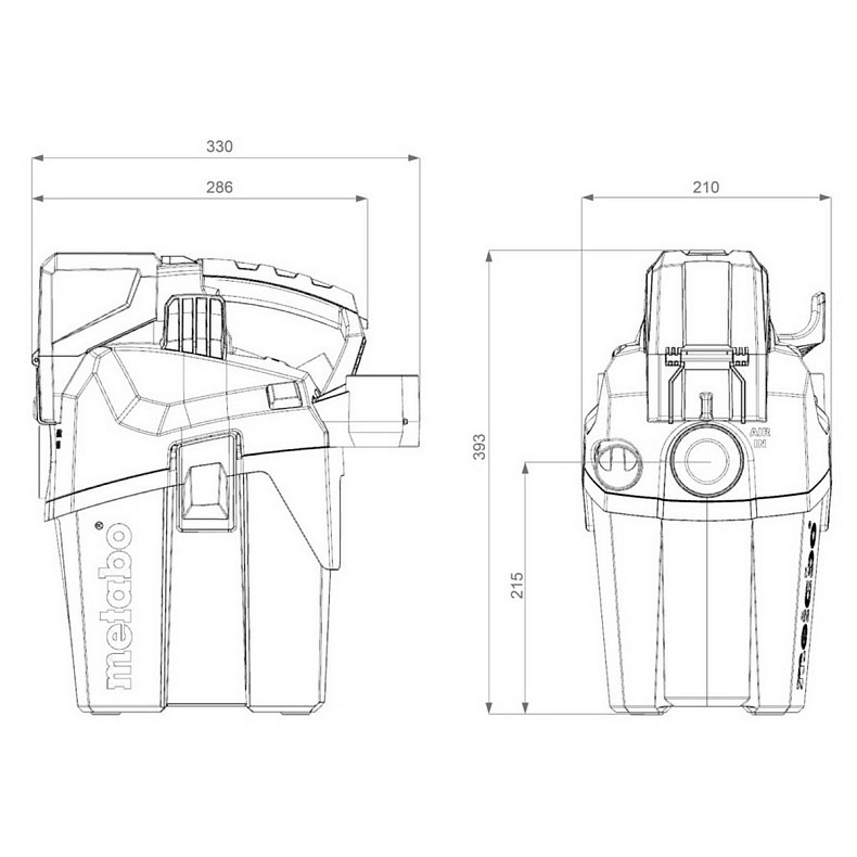Пылесос аккумуляторный Metabo AS 18 HEPA PC COMPACT, 18В, бак 6л, 2100л/мин, 3.8кг, без АКБ и ЗП