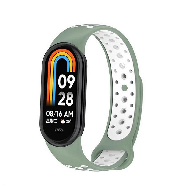 Ремінець BeCover Vents Style для Xiaomi Mi Smart Band 8 Pine Green-White (709420)