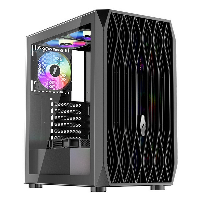 Корпус 1stPlayer AY7-BK-4F1 Black без БП