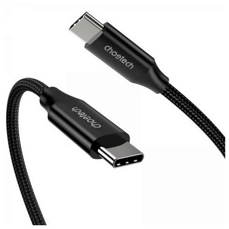 Кабель USB 3.1 Gen2 Type-C M-M, 2.0 м, (100W,4K60Hz) оплетка, черный Choetech