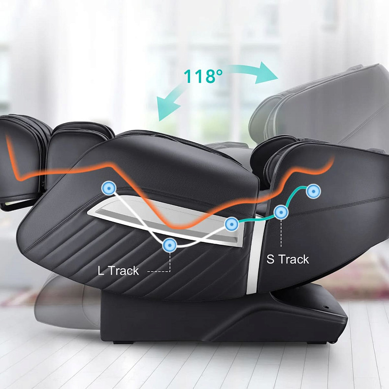 Масажне крісло Naipo MGC-A350 Full Body Music Massage Chair з масажем для ніг (Black)