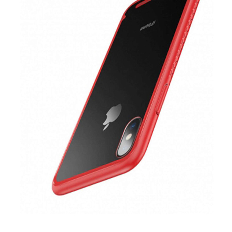 Чехол Baseus See-Through Glass Protective Case For iPhone X/X Red (WIAPIPHX-YS09)