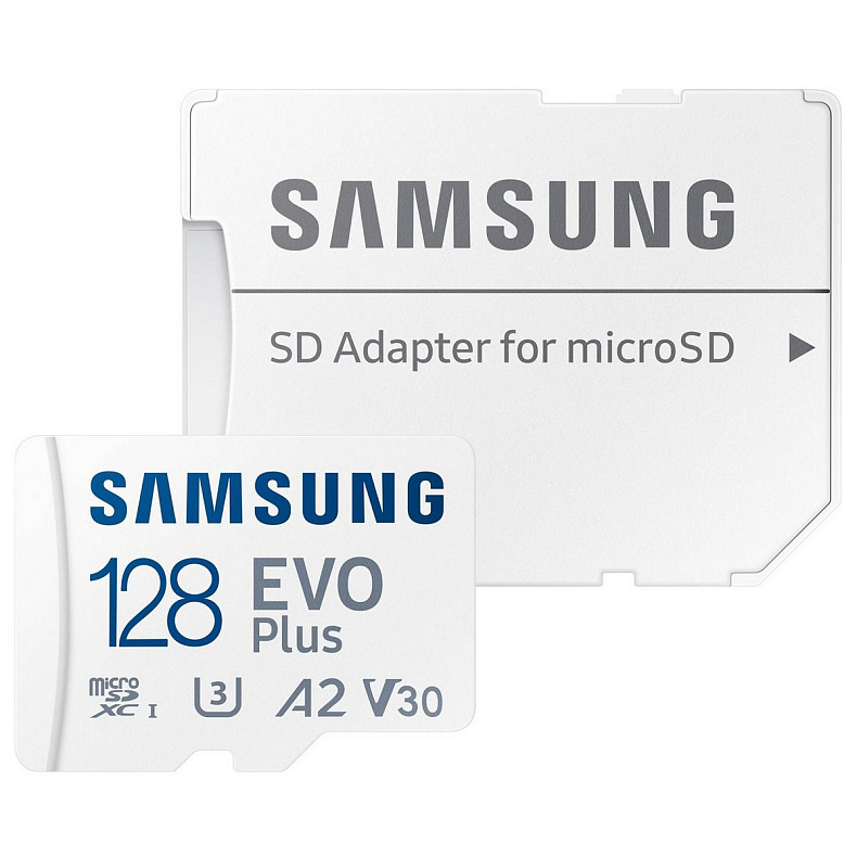 Карта памяти MicroSDXC 128GB UHS-I/U3 Class 10 Samsung Evo Plus R160MB/s + SD-адаптер (MB-MC128SA/EU