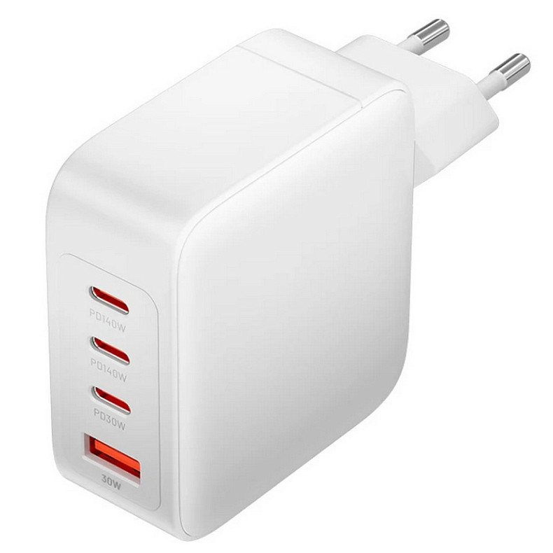 Зарядное устройство 4xUSB 140W (3xUSB-C+USB-A) PD3.1/QC3.0/GaN White Vention