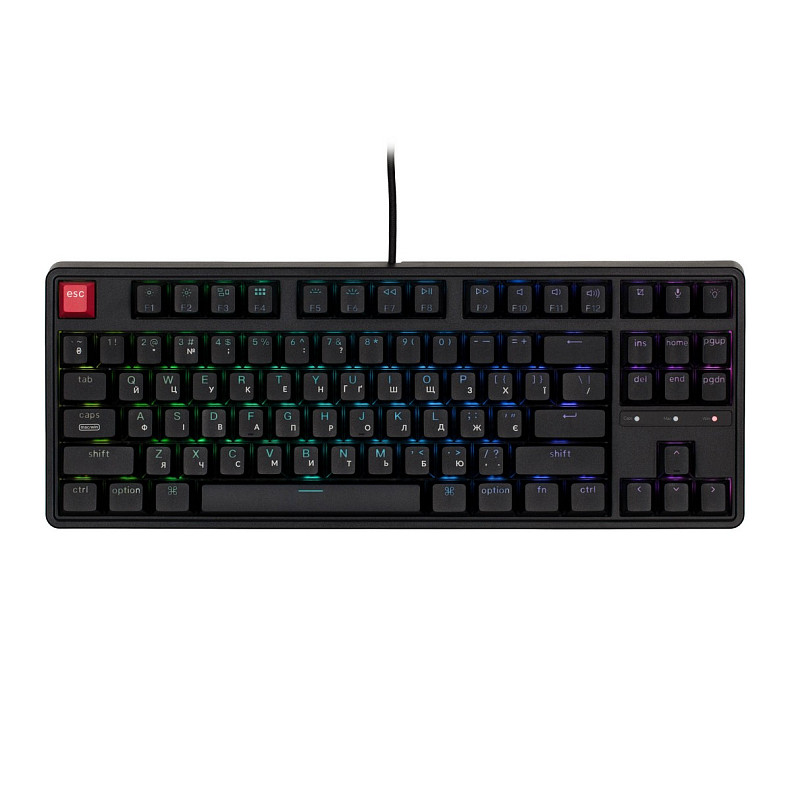 Клавиатура механическая Keychron C3 Pro V2 87Key, K pro Brown, USB-A, QMK, Hot-swap, 8K, EN/UKR, RGB, чо