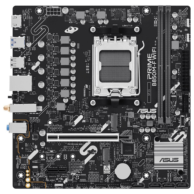Материнcька плата ASUS PRIME B850M-F WIFI sAM5 B850 2xDDR5 M.2 HDMI Wi-Fi BT mATX