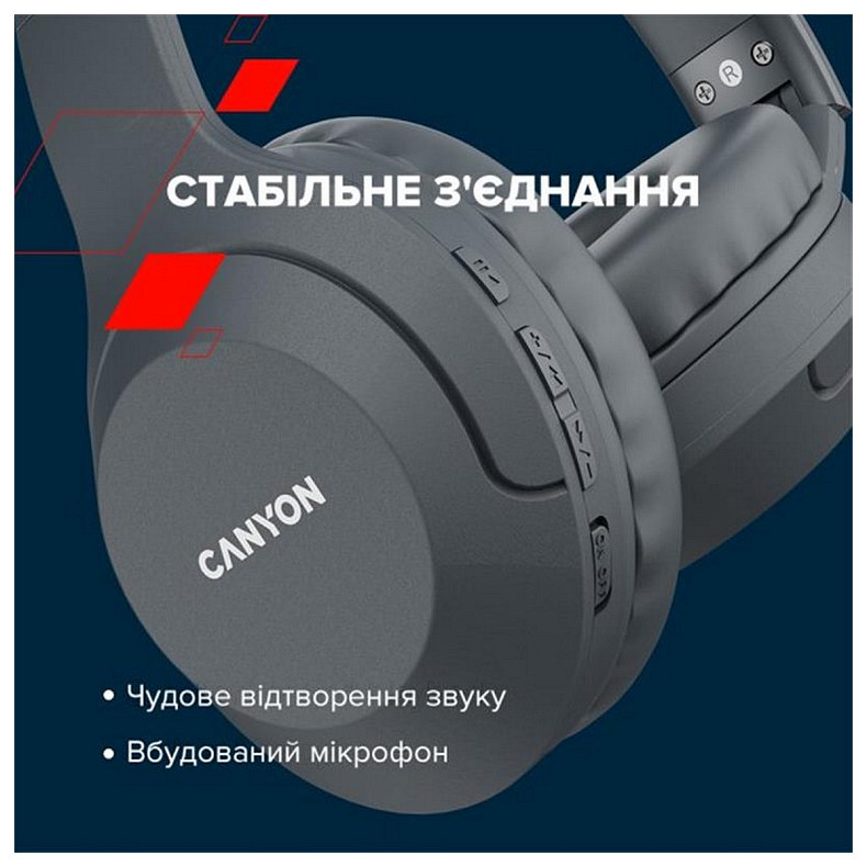 Bluetooth-гарнітура Canyon BTHS-3 Dark grey (CNS-CBTHS3DG)