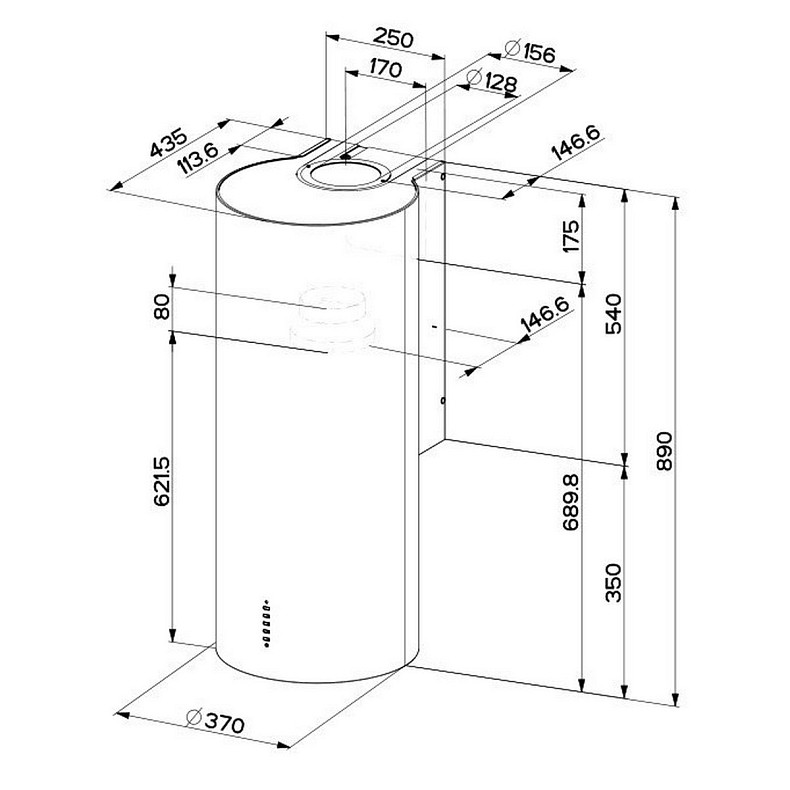 Витяжка Faber купольна, 37см, 1169м3ч, Cylindra Plus Wh Gloss A37, білий глянцевий