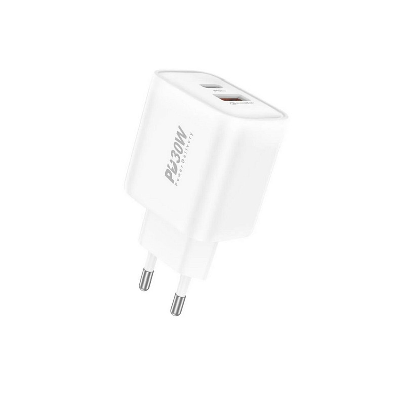 Зарядний пристрій Foneng PD30W (1xUSB, 1xType-C) White (EU52-CH)