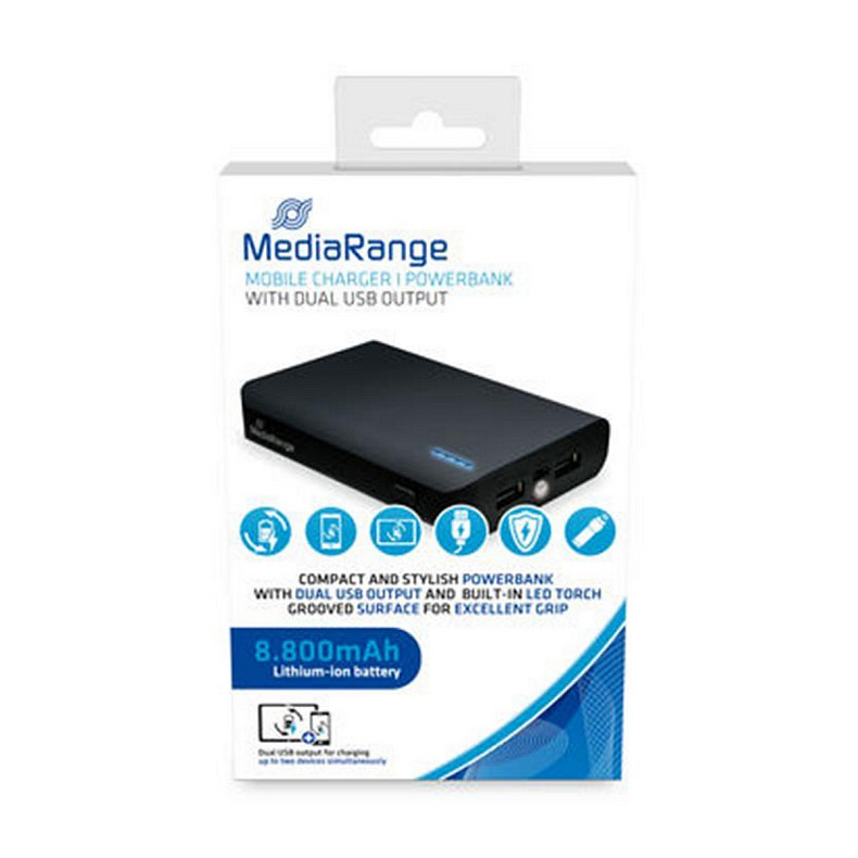 Универсальная мобильная батарея MediaRange 8800mAh with LED torch Black (MR752)