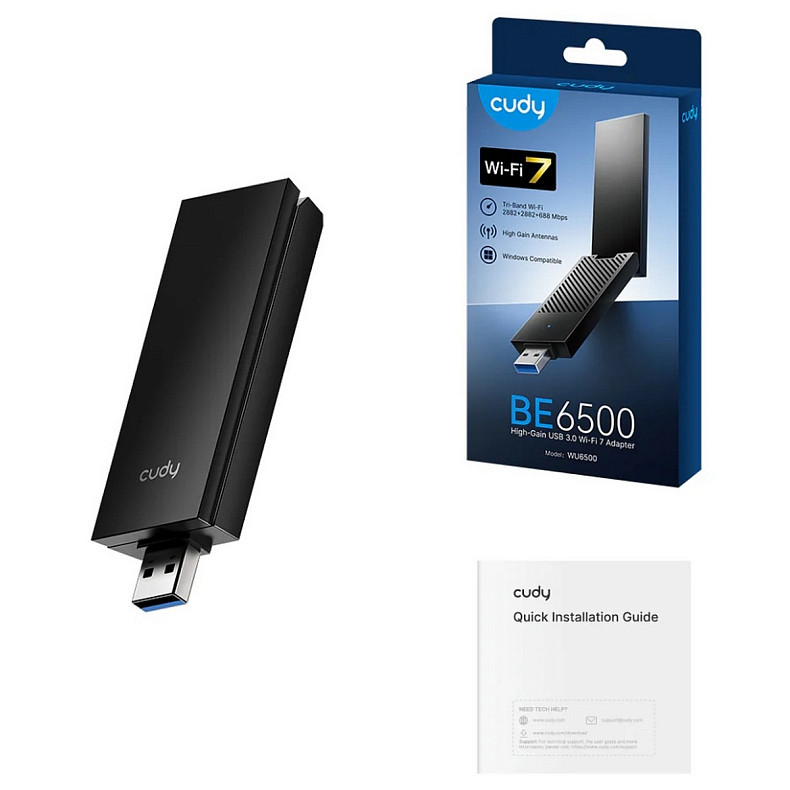 WiFi адаптер Cudy WU6500, BE6500 Tir-Band Wi-Fi7 USB 3.0 Adapter