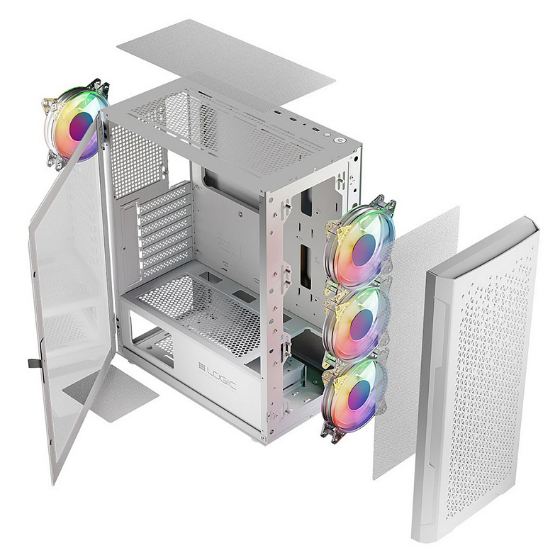 Корпус LogicConcept ARAMIS MESH+GLASS ARGB fans 4x120mm WHITE без БЖ ATX