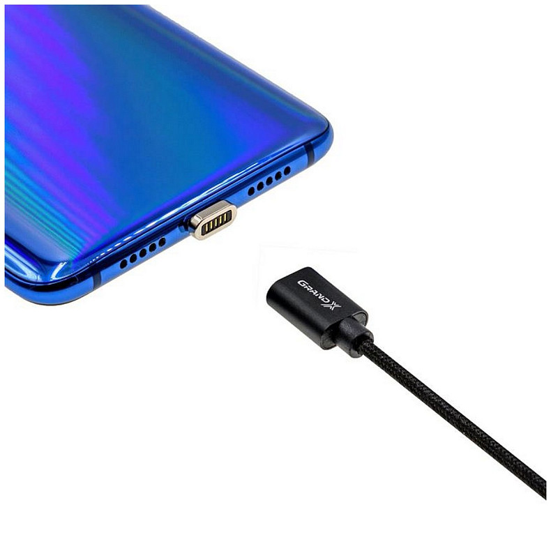 Кабель Grand-X USB-Lightning, магнітний, 1м, Black (MG-01L)