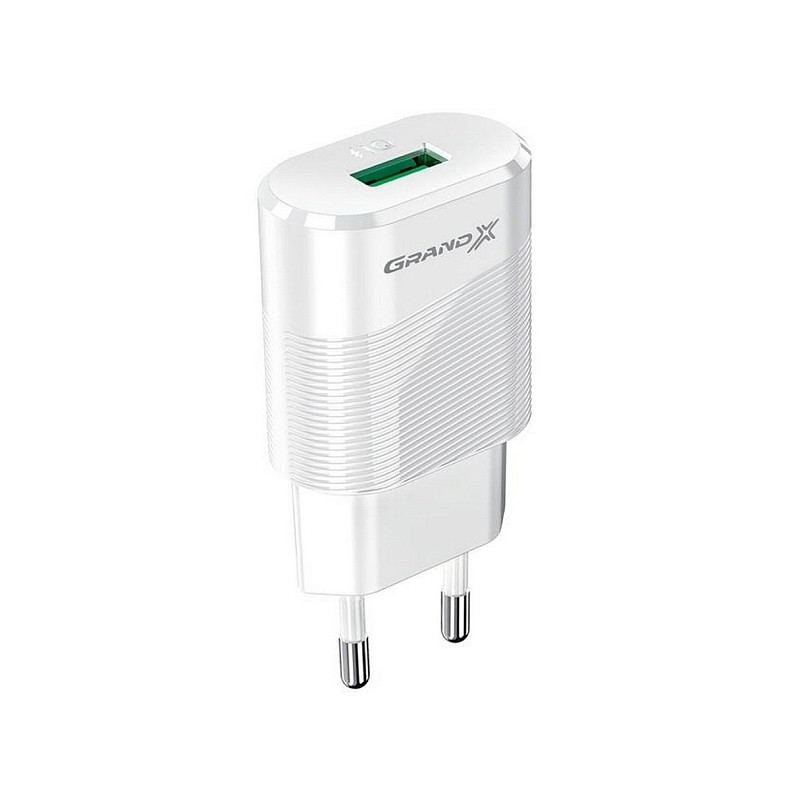 Сетевое зарядное устройство Grand-X (1xUSB 2.1А) White (CH-17WL) с защитой от перегрузки + кабель Li
