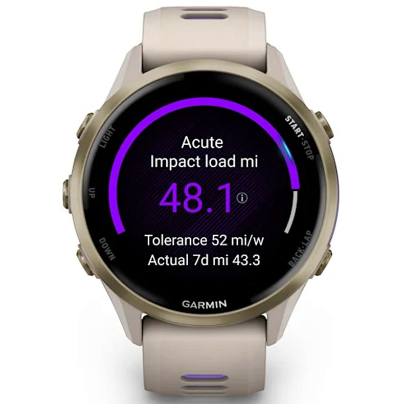 Спортивные часы Garmin Forerunner 970 Soft Gold Titanium with French Gray Case and French Gray/Translucent Indigo Band (010-02969-02)