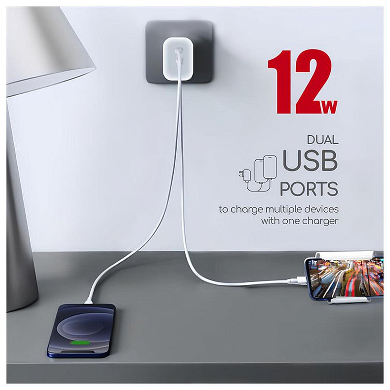 Сетевое зарядное устройство Intaleo TCG242 (2USB, 2.4A) White (1283126578281)