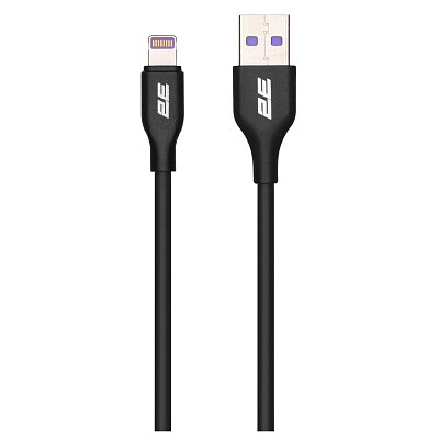 Кабель 2E USB-A > Lightning, 1м, Glow, чорний