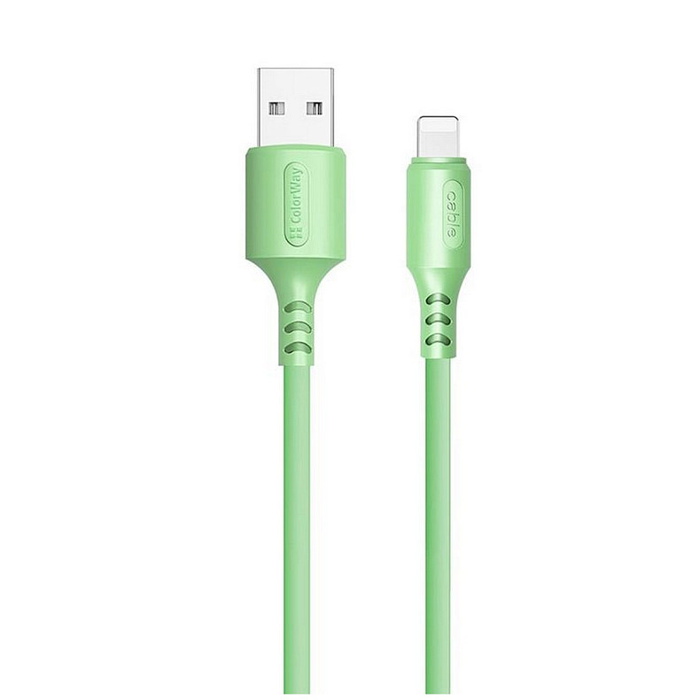 Кабель ColorWay USB-Lightning, soft silicone, 2.4А, 1м, Green (CW-CBUL042-GR)